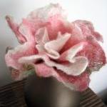 Pink And White Merino And Silk Flower