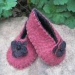Pink Berry and Black Baby Girl Booties 