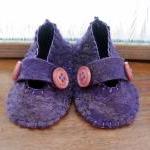 Purple Baby Booties - Merino and Si..